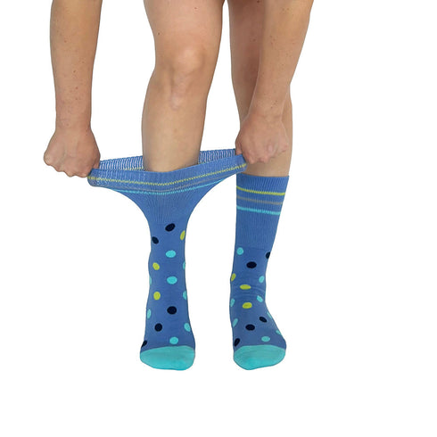 Polka Dots Navy + Teal Diabetic Socks